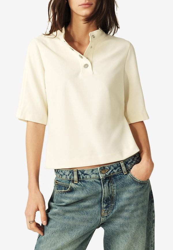 ba&sh Jimeo Cropped T-shirt Ecru 1E25JIME_ECRU