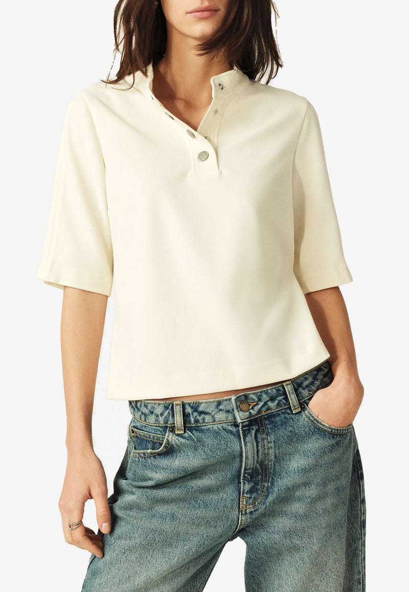 ba&sh Jimeo Cropped T-shirt Ecru 1E25JIME_ECRU