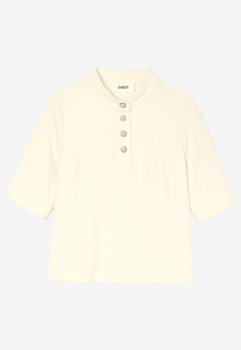 ba&sh Jimeo Cropped T-shirt Ecru 1E25JIME_ECRU