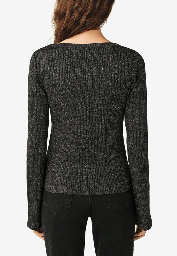 ba&sh Lily Scoop-Neck Ribbed Top Silver 1E25LILY_SILVER