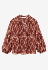 ba&sh Menaelle Printed Long-Sleeved Blouse Burnt 1E25MENA_BRICK
