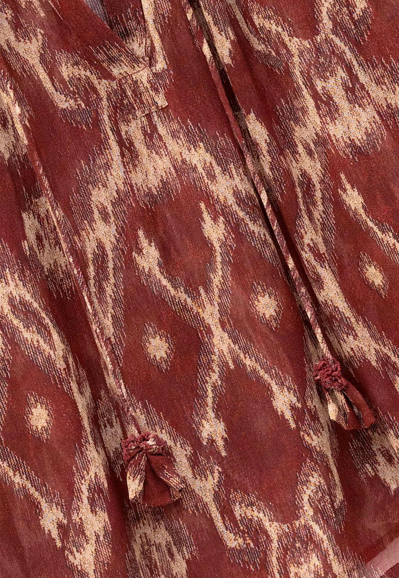 ba&sh Menaelle Printed Long-Sleeved Blouse Burnt 1E25MENA_BRICK