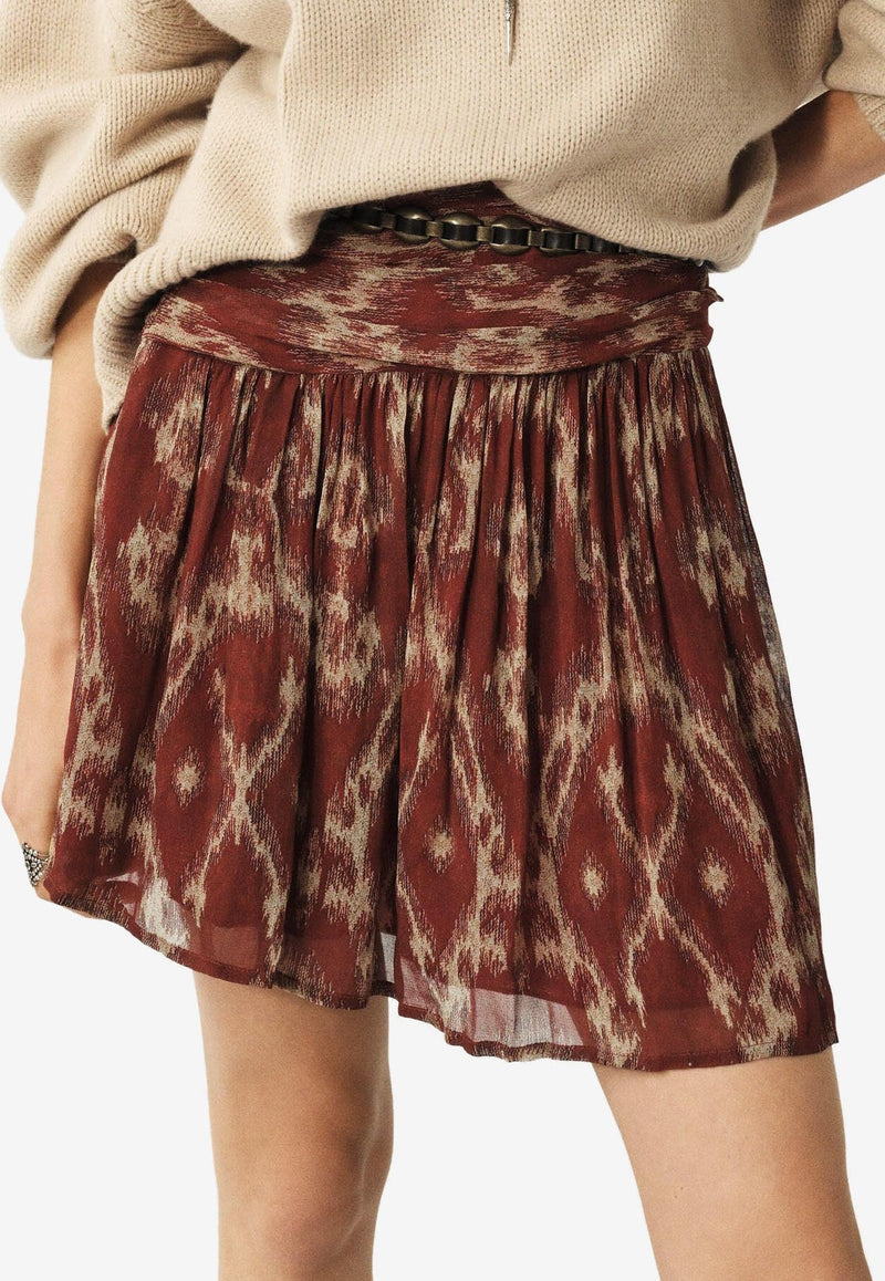 ba&sh Mina Printed Mini Skirt Burnt 1E25MINA_BRICK
