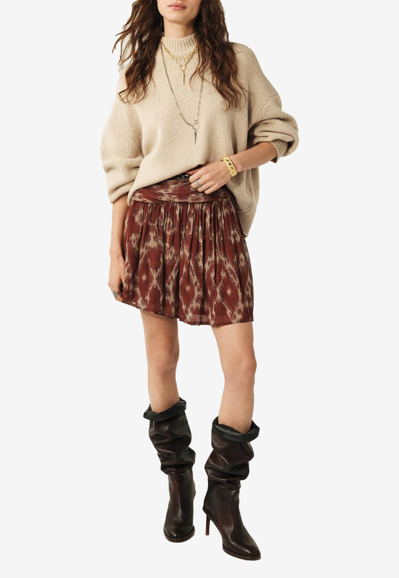 ba&sh Mina Printed Mini Skirt Burnt 1E25MINA_BRICK