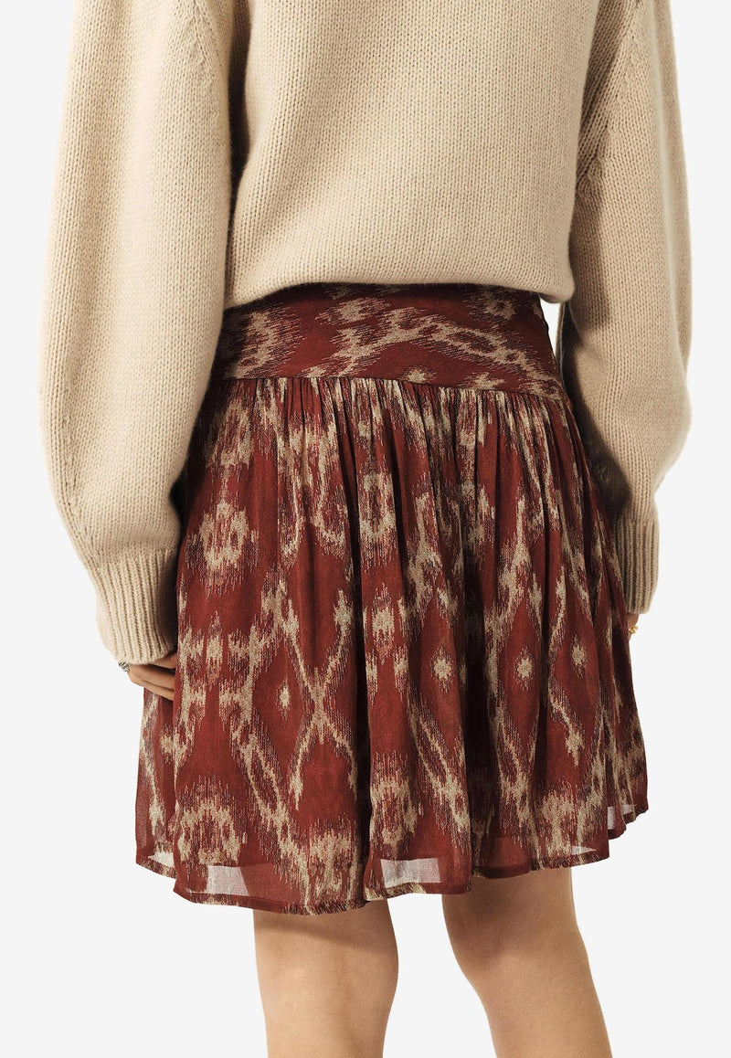 ba&sh Mina Printed Mini Skirt Burnt 1E25MINA_BRICK