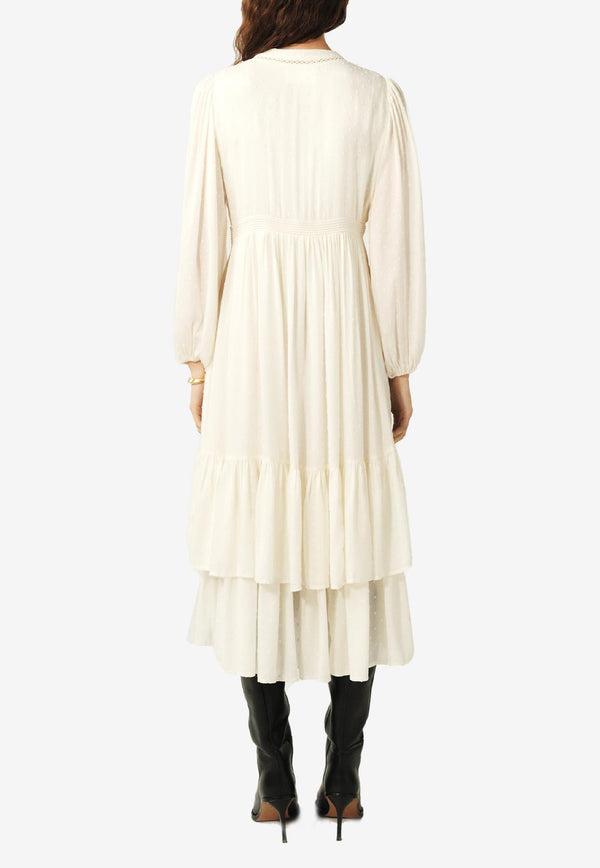 ba&sh Plume Layered Midi Dress Ecru 1E25PLUM_ECRU