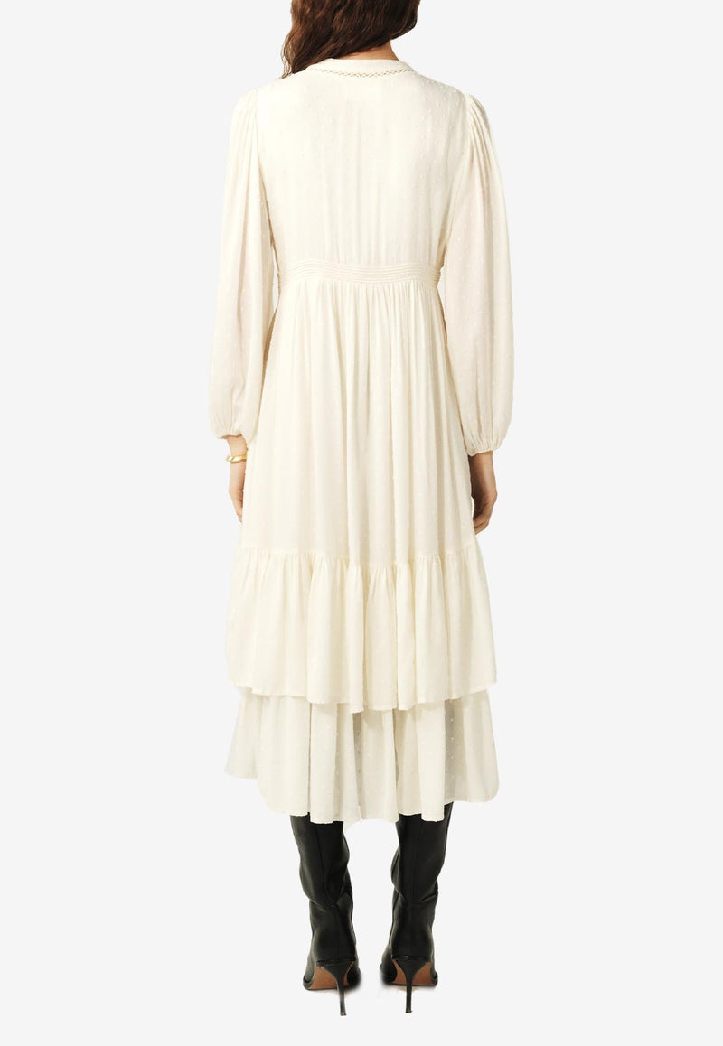 ba&sh Plume Layered Midi Dress Ecru 1E25PLUM_ECRU