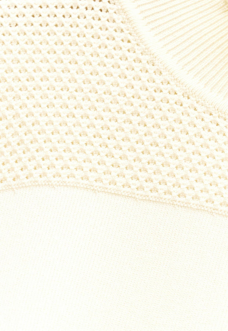 ba&sh Suzanne Long-Sleeved Perforated Sweater Ecru 1E25SUZA_ECRU