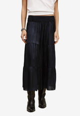 ba&sh Camyla Tiered Midi Skirt Navy 1E26CAMY_NAVY