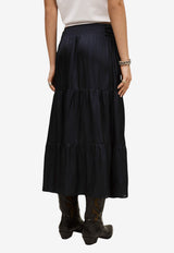 ba&sh Camyla Tiered Midi Skirt Navy 1E26CAMY_NAVY
