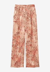 ba&sh Carrina Python Print Straight-Leg Pants Pink 1E26CARR_ROSE