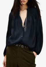 ba&sh Cesira V-neck Blouse Navy 1E26CESI_NAVY