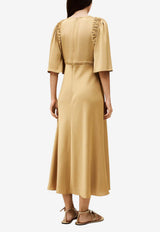 ba&sh Charlotte V-neck Satin Midi Dresses Camel 1E26CHAR_CAMEL
