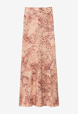 ba&sh Ciria Python Print Maxi Skirt Pink 1E26CIRI_ROSE