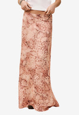 ba&sh Ciria Python Print Maxi Skirt Pink 1E26CIRI_ROSE