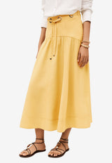 ba&sh Donia Tie-Waist Midi Skirt Yellow 1E26DONI_LIGHT YELL