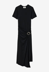 ba&sh Galtea Draped Midi Dress Black 1E26GALT_BLACK