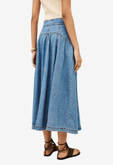 ba&sh Lonia Tie-Waist Denim Midi Skirt Light Blue 1E26LONI_LIGHT BLUE