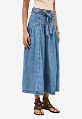 ba&sh Lonia Tie-Waist Denim Midi Skirt Light Blue 1E26LONI_LIGHT BLUE