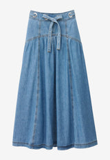 ba&sh Lonia Tie-Waist Denim Midi Skirt Light Blue 1E26LONI_LIGHT BLUE