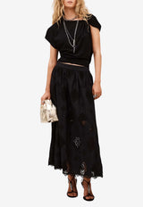 ba&sh Mona Broderie Anglaise Midi Skirt Black 1E26MONA_BLACK