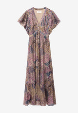 ba&sh Pareta Floral V-neck Midi Dress Multicolor 1E26PARE_ROSE