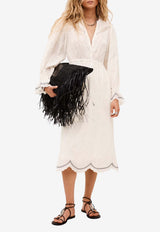 ba&sh Prisco V-neck Jacquard Midi Dress Ecru 1E26PRIS_ECRU