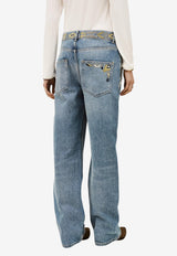 ba&sh Rizie Embroidered Straight Jeans Denim 1E26RIZI_DENIM