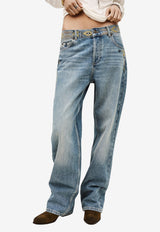 ba&sh Rizie Embroidered Straight Jeans Denim 1E26RIZI_DENIM
