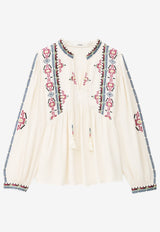 ba&sh Tilt V-neck Embroidered Blouse Ecru 1E26TILT_ECRU