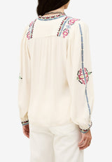 ba&sh Tilt V-neck Embroidered Blouse Ecru 1E26TILT_ECRU