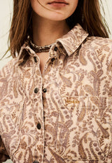 ba&sh Tullia Paisley Print Denim Jacket Beige 1E26TULL_ECRU