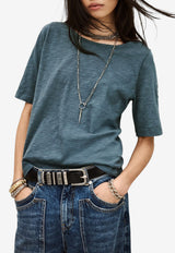 ba&sh Vina Embroidered Logo T-shirt Blue 1E26VINA_BLUE