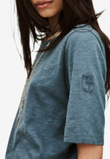 ba&sh Vina Embroidered Logo T-shirt Blue 1E26VINA_BLUE