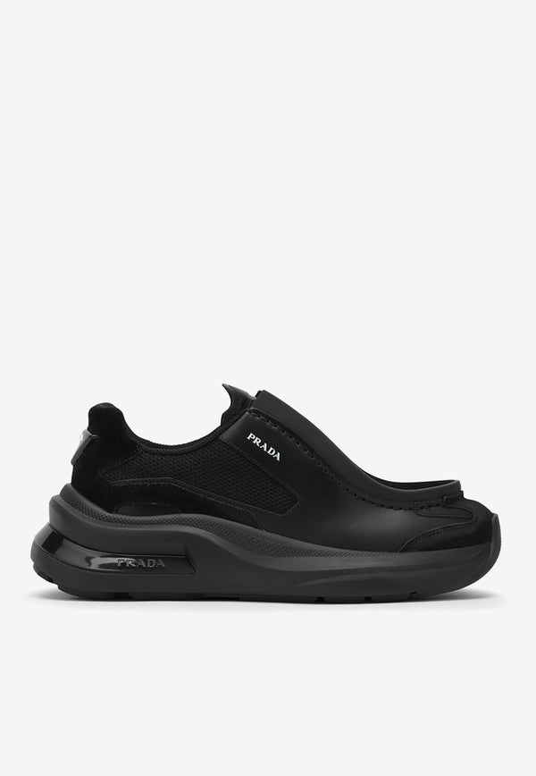 Prada Systeme Leather and Mesh Low-Top Sneakers Black 1E492N0653C37/N_PRADA-F0002