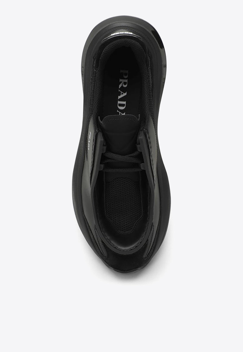 Prada Systeme Leather and Mesh Low-Top Sneakers Black 1E492N0653C37/N_PRADA-F0002