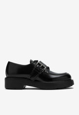 Prada Brushed Leather Lace-Up Shoes with Strap Black 1E590NG050055/P_PRADA-F0002