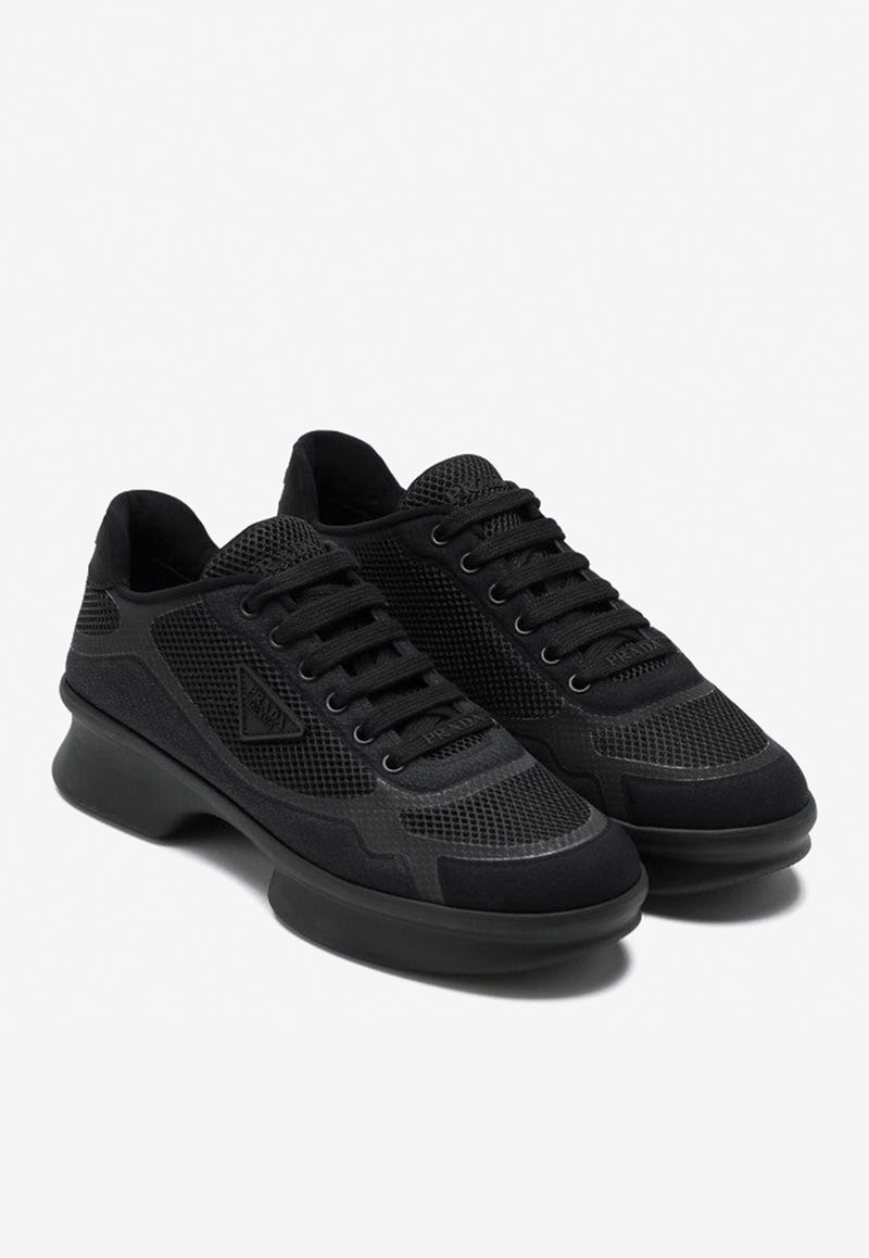 Prada Nylon and Mesh Low-Top Sneakers Black 1E937N050YZU/Q_PRADA-F0002