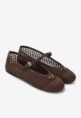 Prada Triangle Logo Crochet Knit Ballet Flats Brown 1F364O0052F46/S_PRADA-F0324