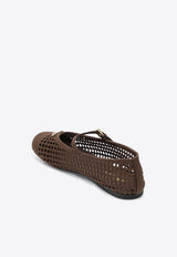 Prada Triangle Logo Crochet Knit Ballet Flats Brown 1F364O0052F46/S_PRADA-F0324