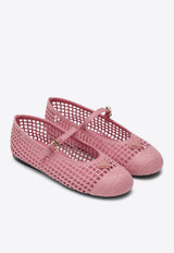 Prada Triangle Logo Crochet Knit Ballet Flats Pink 1F364O0052F46/S_PRADA-F0638