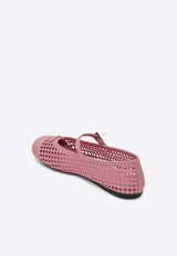 Prada Triangle Logo Crochet Knit Ballet Flats Pink 1F364O0052F46/S_PRADA-F0638