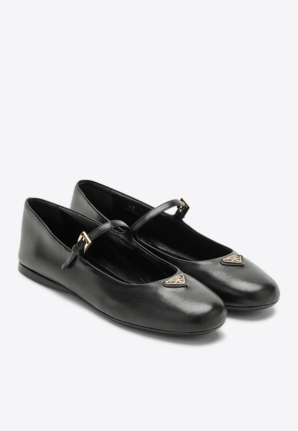 Prada Triangle Logo Leather Ballet Flats Black 1F567N005038/P_PRADA-F0002