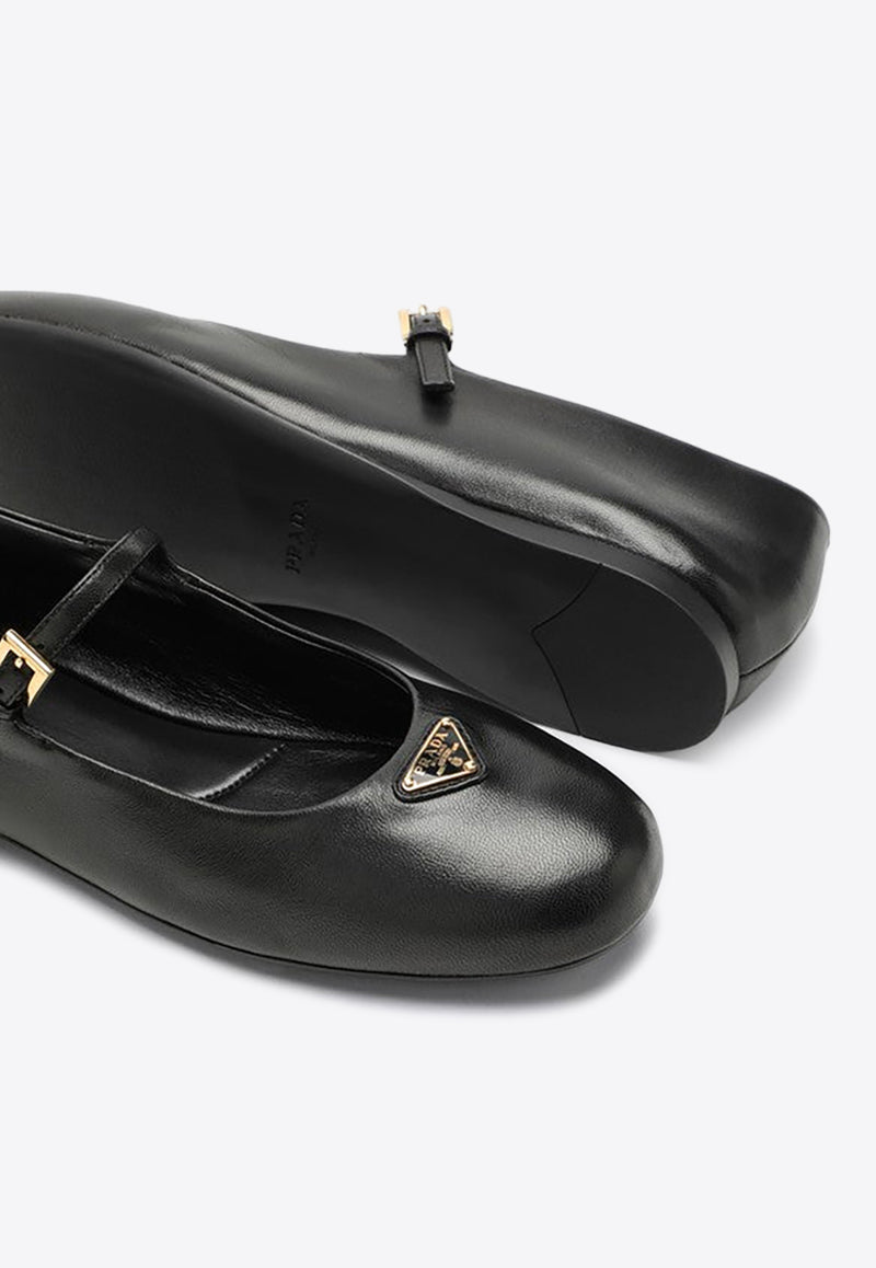 Prada Triangle Logo Leather Ballet Flats Black 1F567N005038/P_PRADA-F0002