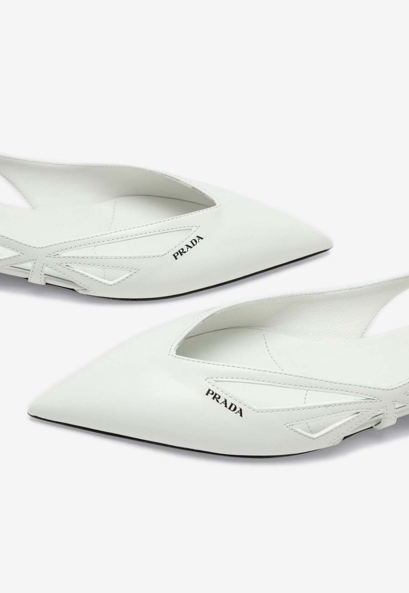 Prada Cut-Out Leather Pointed-Toe Flats White 1F732ND015055/P_PRADA-F0009