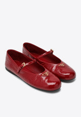 Prada Triangle Logo Patent Leather Ballet Flats Burgundy 1F793N005H27/Q_PRADA-F0E06