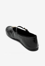 Prada Triangle Logo Patent Leather Ballet Flats Black 1F793N005H27/Q_PRADA-F0002