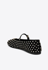 Prada Studded Suede Ballet Flats Black 1F796N005QRG/Q_PRADA-F0002