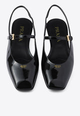 Prada Patent Leather Slingback Flats Black 1F828N015069/Q_PRADA-F0002