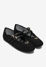 Prada Triangle Logo Mesh Ballet Flats Black 1F915N005099/S_PRADA-F0002